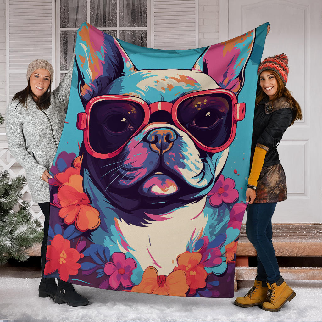 French Bulldog Blanket, Trippy Psychedelics French Bulldog Fleece Blanket, French Bulldog Throw Blanket, French Bulldog Gifts