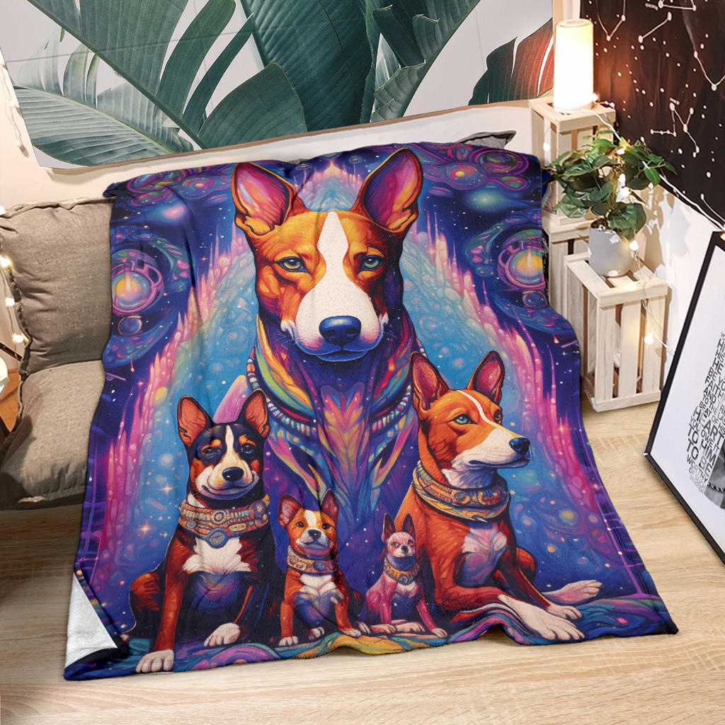 Basenji Blanket, Trippy Psychedelics Basenji Fleece Blanket, Basenji Throw Blanket, Basenji Gifts