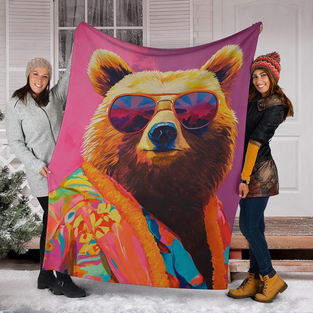 Bear Blanket, Trippy Psychedelics Bear Fleece Blanket, Bear Throw Blanket, Bear Gifts