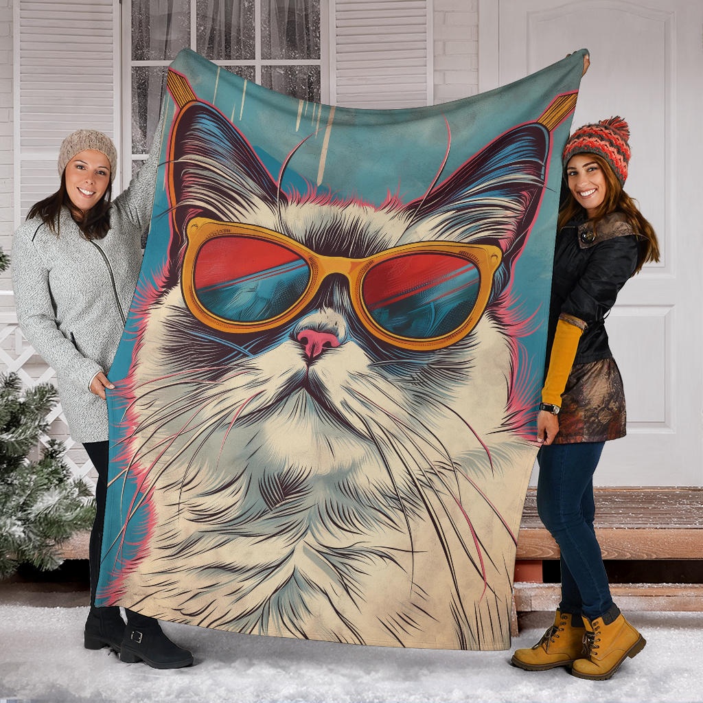 Ragdoll Cat Blanket, Trippy Psychedelics Ragdoll Cat Fleece Blanket, Ragdoll Cat Throw Blanket, Ragdoll Cat Gifts