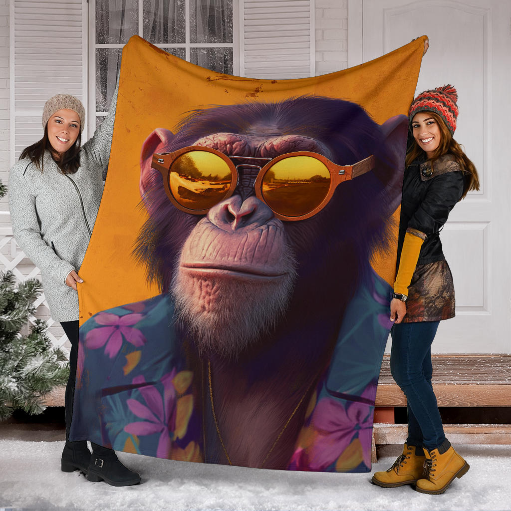 Monkey Blanket, Trippy Psychedelics Monkey Fleece Blanket, Monkey Throw Blanket, Monkey Gifts