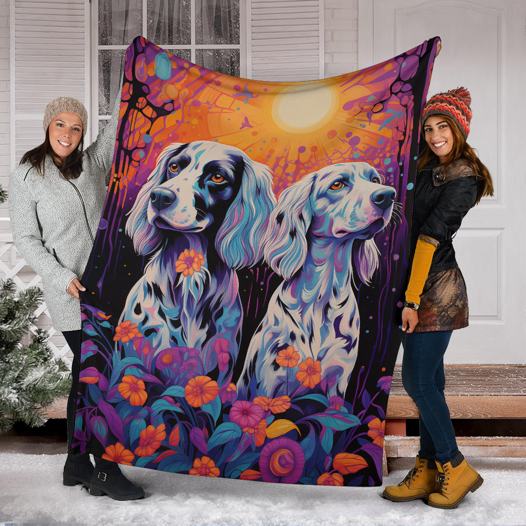 English Setter Blanket, Trippy Psychedelics English Setter Fleece Blanket, English Setter Throw Blanket, English Setter Gifts