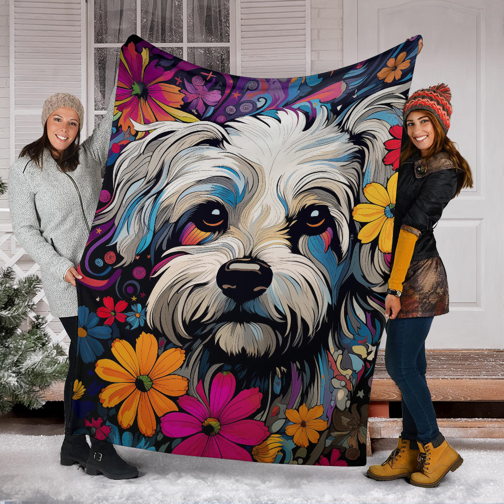 Dandie Dinmont Terrier  Blanket, Trippy Psychedelics Dandie Dinmont Terrier Fleece Blanket, Dandie Dinmont Terrier Throw Blanket, Dandie Dinmont Terrier Gifts