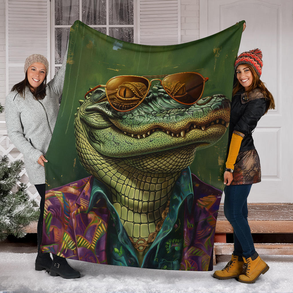 Alligator Blanket, Trippy Psychedelics Alligator Fleece Blanket, Alligator Throw Blanket, Alligator Gifts