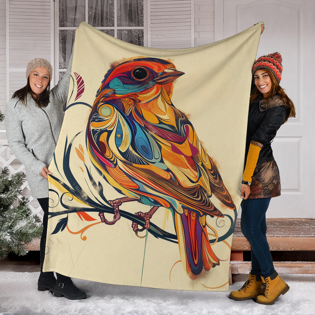 Finch bird Blanket, Trippy Psychedelics Finch bird Fleece Blanket, Finch bird Throw Blanket, Finch bird Gifts