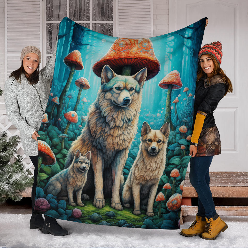 Norwegian Elkhound Blanket, Trippy Psychedelics Norwegian Elkhound Fleece Blanket, Norwegian Elkhound Throw Blanket, Norwegian Elkhound Gifts