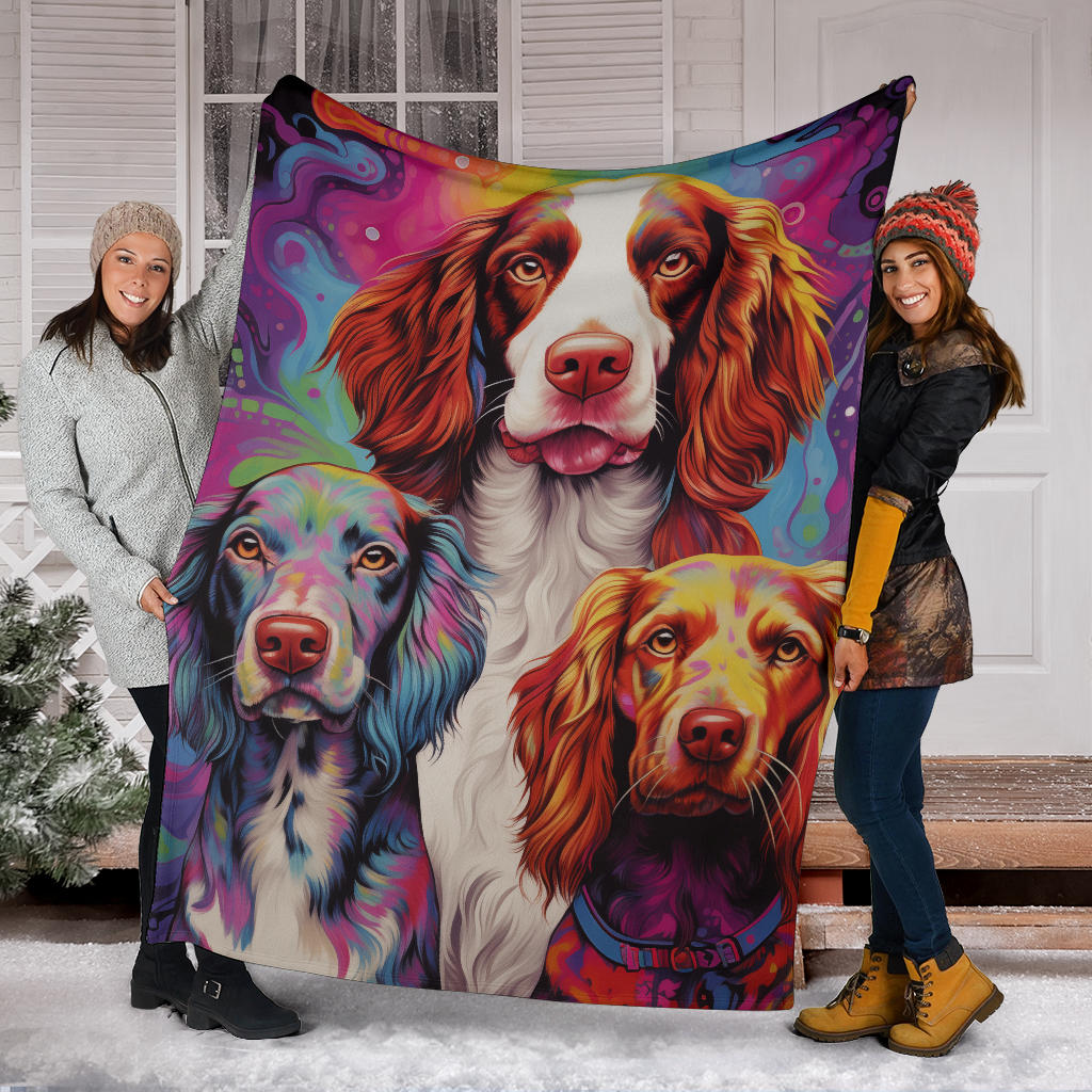 Welsh Springer Spaniel Blanket, Trippy Psychedelics Welsh Springer Spaniel Fleece Blanket, Welsh Springer Spaniel Throw Blanket, Welsh Springer Spaniel Gifts