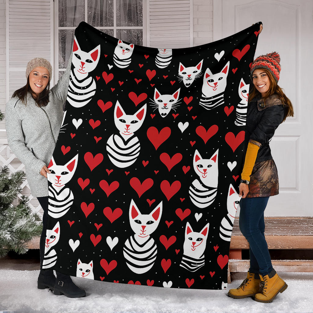 Sphynx Cat Hearts Blanket