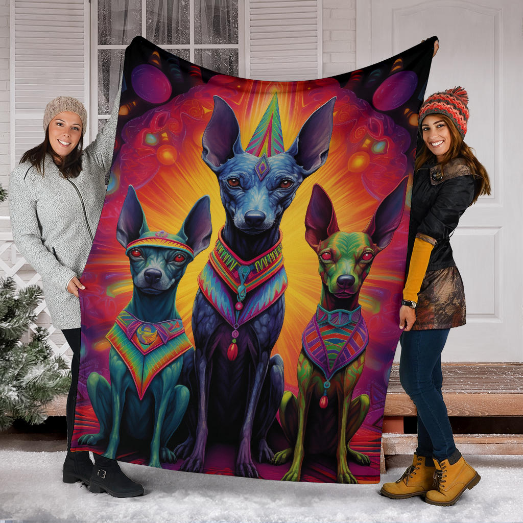 Xoloitzcuintli Blanket, Trippy Psychedelics Xoloitzcuintli Fleece Blanket, Xoloitzcuintli Throw Blanket, Xoloitzcuintli Gifts