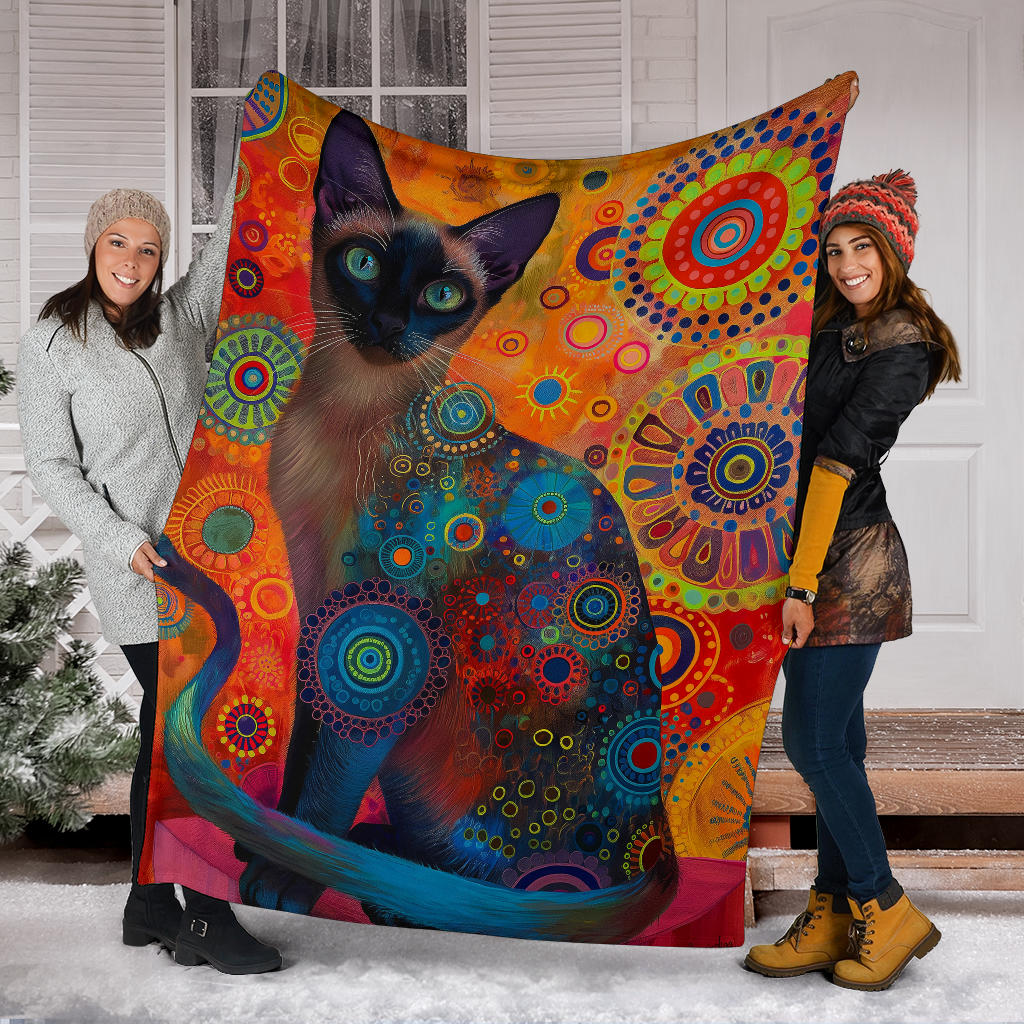 Burmese cat Blanket, Trippy Psychedelics Burmese cat Fleece Blanket, Burmese cat Throw Blanket, Burmese cat Gifts