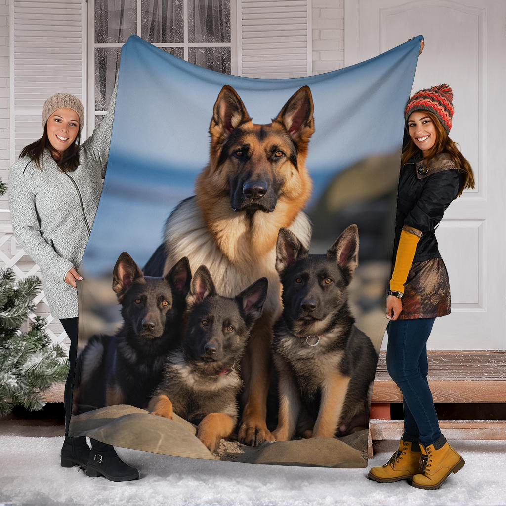 German Shepherd Family Blanket, German Shepherd Gifts, German Shepherd Throw Blanket, German Shepherd Fleece Blanket