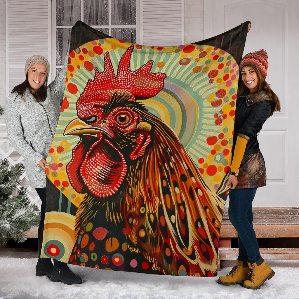 Chicken Blanket, Trippy Psychedelics Chicken Fleece Blanket, Chicken Throw Blanket, Chicken Gifts