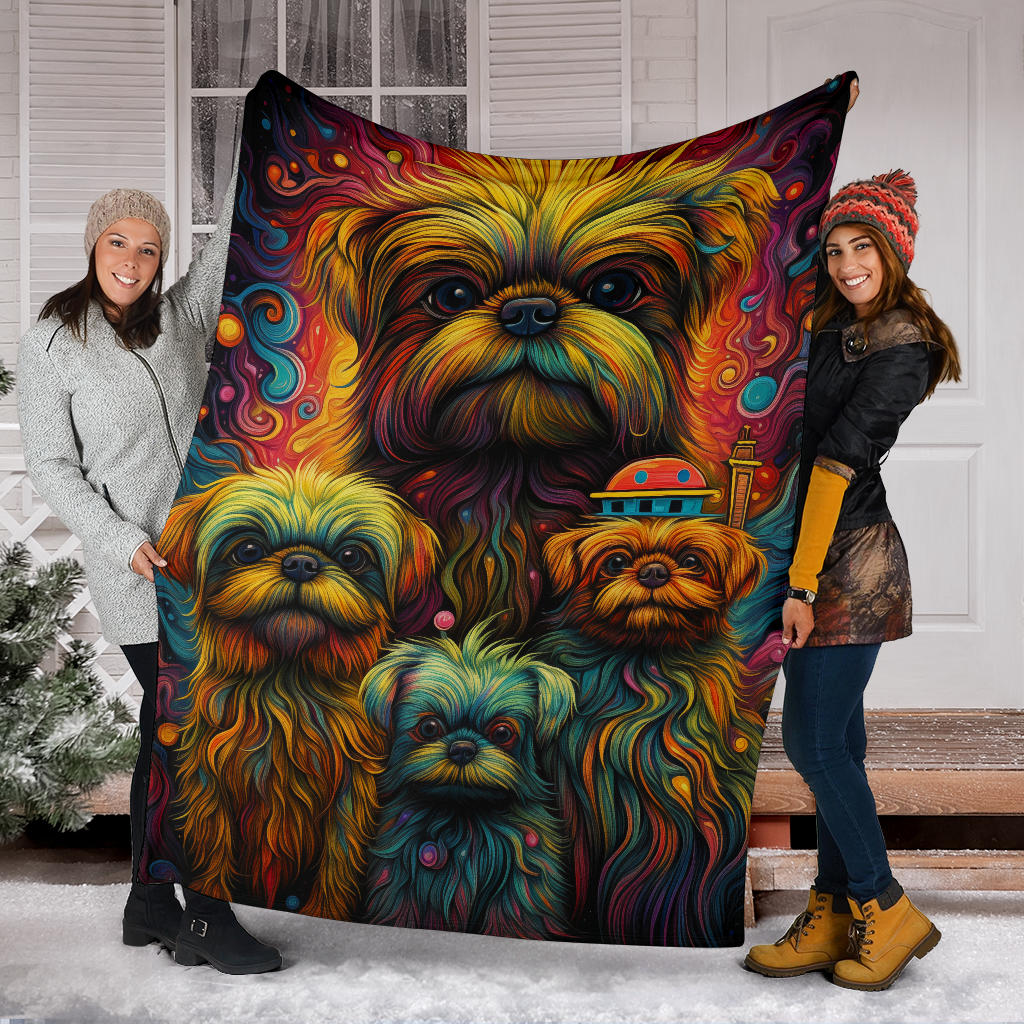 Brussels Griffon Blanket, Trippy Psychedelics Brussels Griffon Fleece Blanket, Brussels Griffon Throw Blanket, Brussels Griffon Gifts