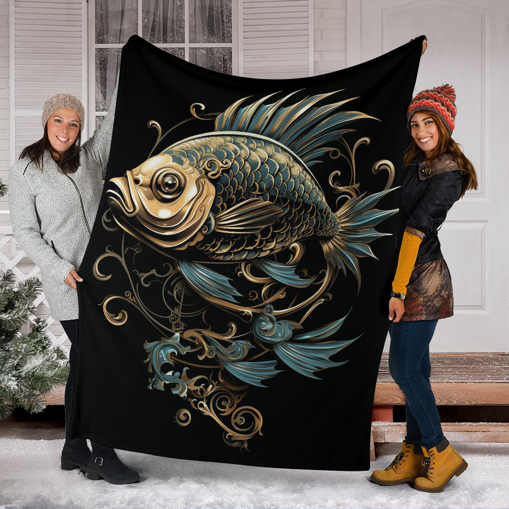 Fish Zodiac Blanket, Pisces Zodiac Gifts, Fish Zodiac Throw Blanket, Fish Zodiac Sign Fleece Blanket