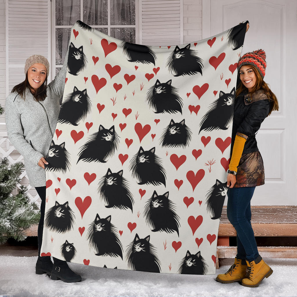 Persian Cat Hearts Blanket