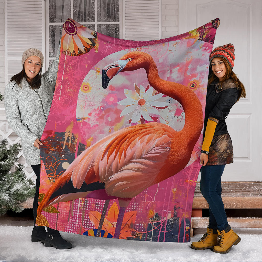 Flamingo Blanket, Trippy Psychedelics Flamingo Fleece Blanket, Flamingo Throw Blanket, Flamingo Gifts