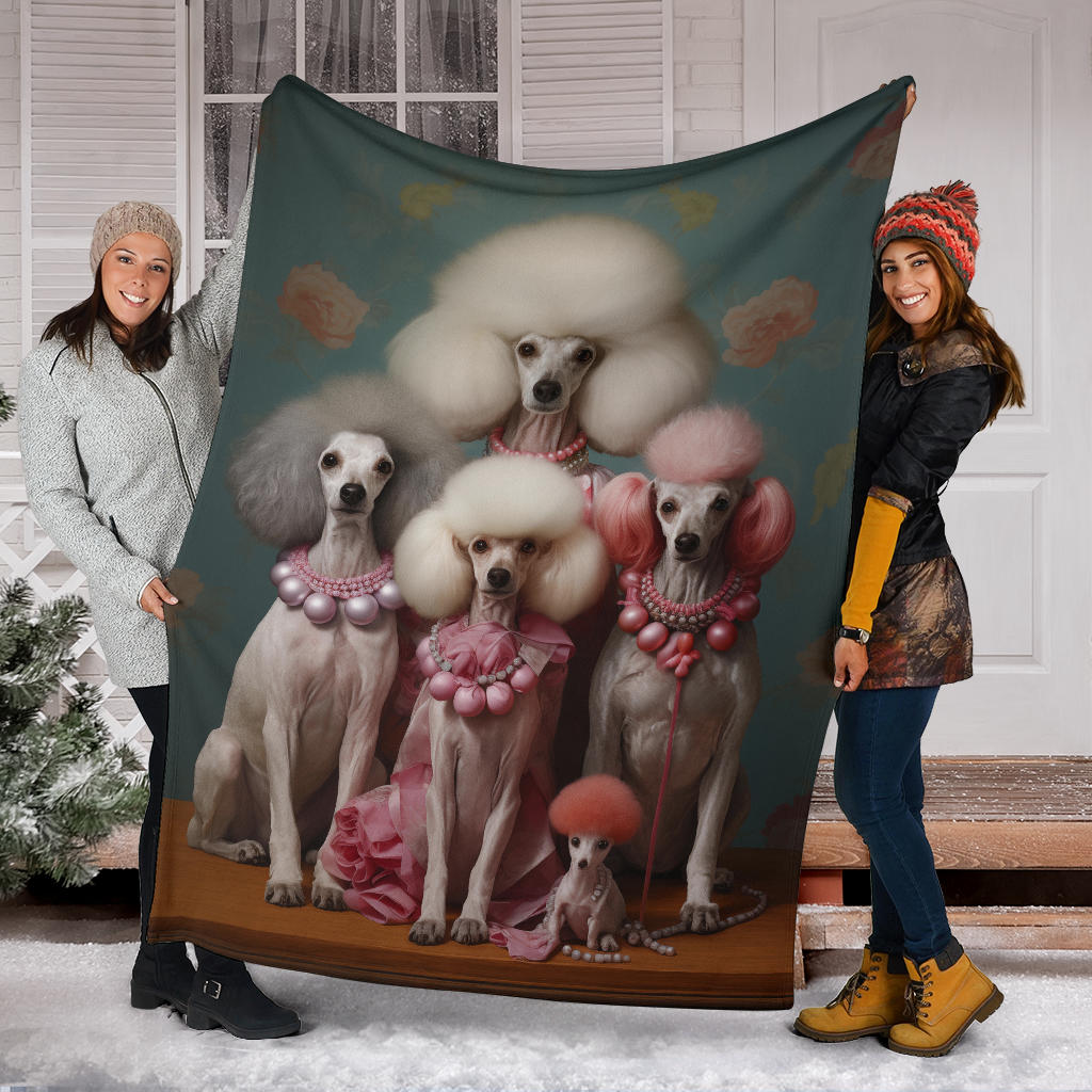 Poodle Family Blanket, Poodle Gifts, Poodle Fleece Blanket, Poodle Throw Blanket