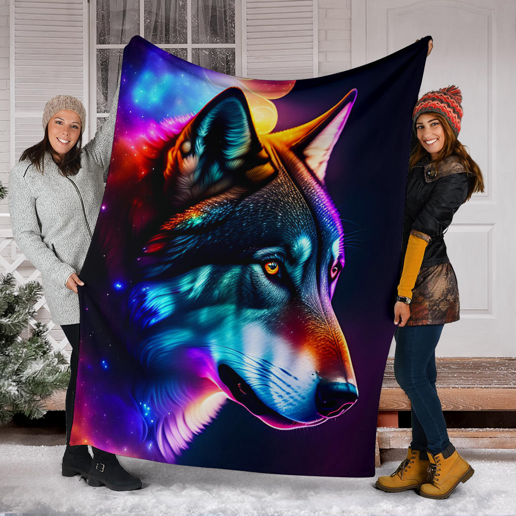 Colorful Wolf Blanket