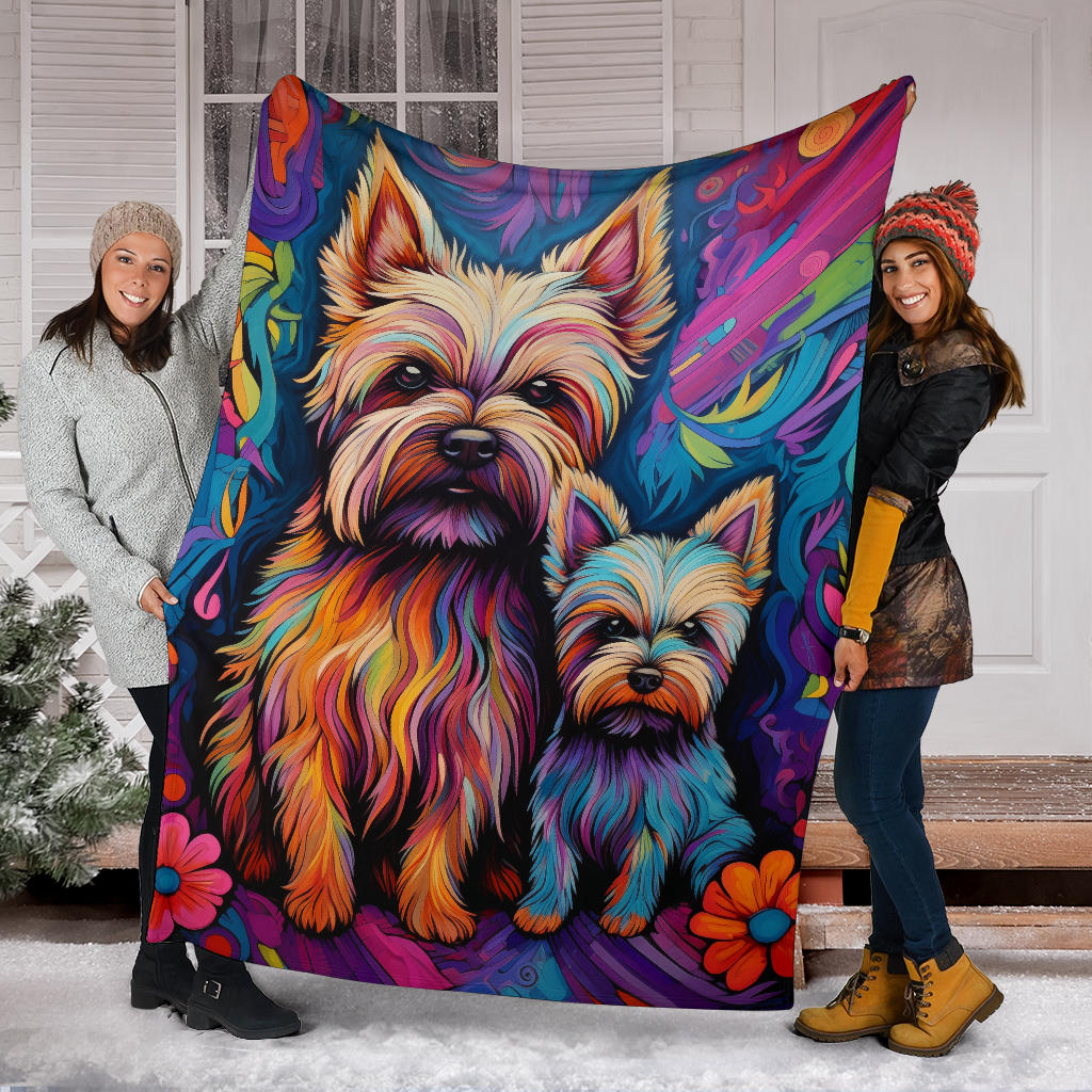 Cairn Terrier Blanket, Trippy Psychedelics Cairn Terrier Fleece Blanket, Cairn Terrier Throw Blanket, Cairn Terrier Gifts