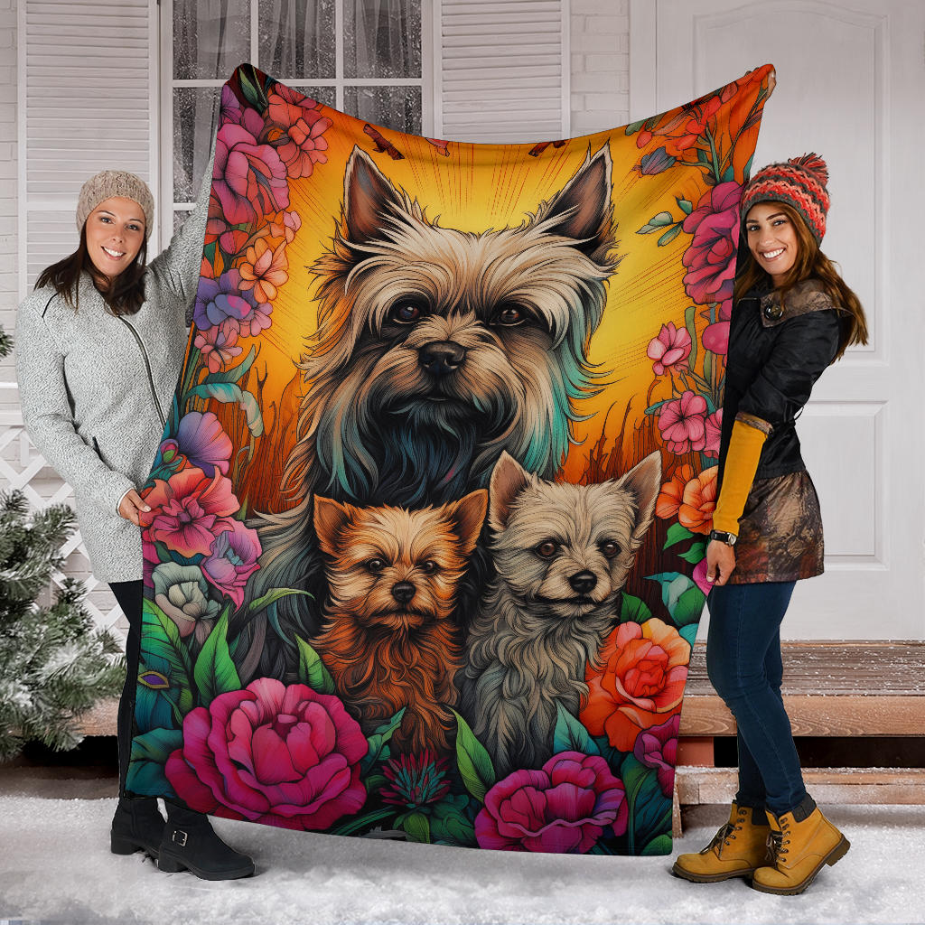 Cairn Terrier Blanket, Trippy Psychedelics Cairn Terrier Fleece Blanket, Cairn Terrier Throw Blanket, Cairn Terrier Gifts