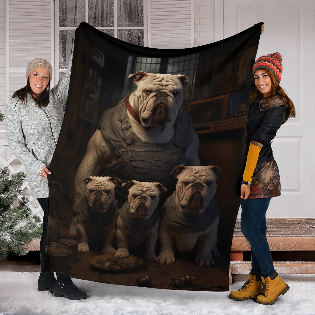 Bulldog Family Blanket, Bulldog Gifts, Bulldog Blanket, Bulldog Throw Blanket