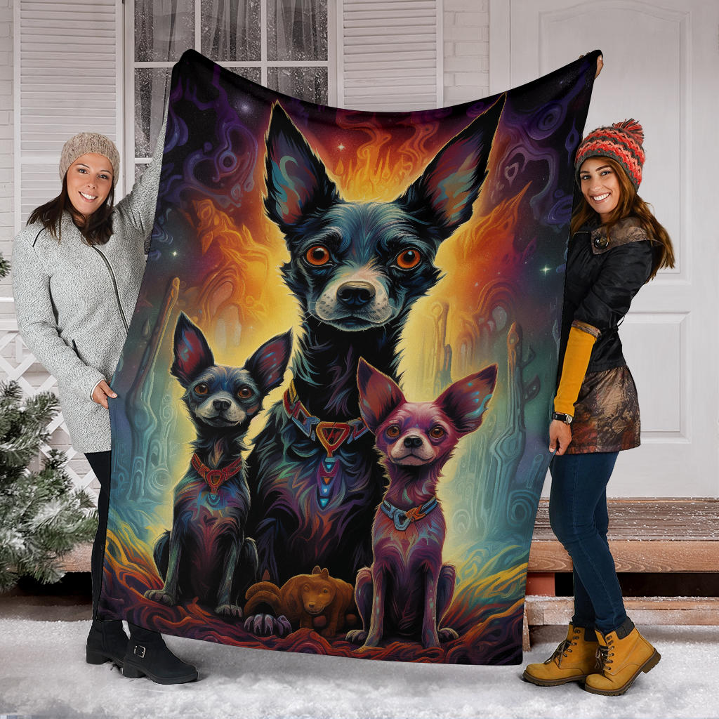 Rat Terrier Blanket, Trippy Psychedelics Rat Terrier Fleece Blanket, Rat Terrier Throw Blanket, Rat Terrier Gifts