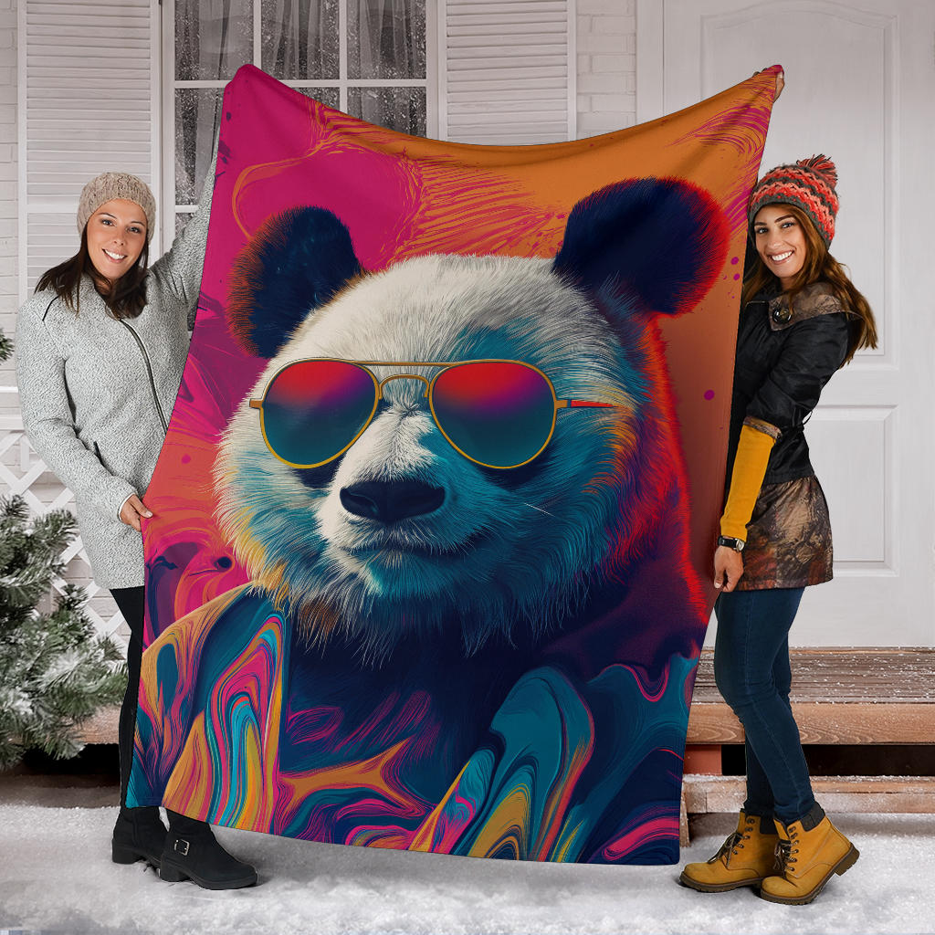 Panda Blanket, Trippy Psychedelics Panda Fleece Blanket, Panda Throw Blanket, Panda Gifts