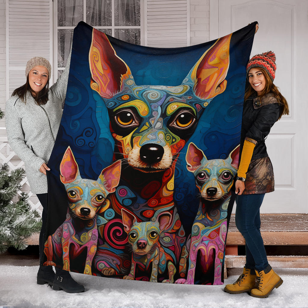 Rat Terrier Blanket, Trippy Psychedelics Rat Terrier Fleece Blanket, Rat Terrier Throw Blanket, Rat Terrier Gifts