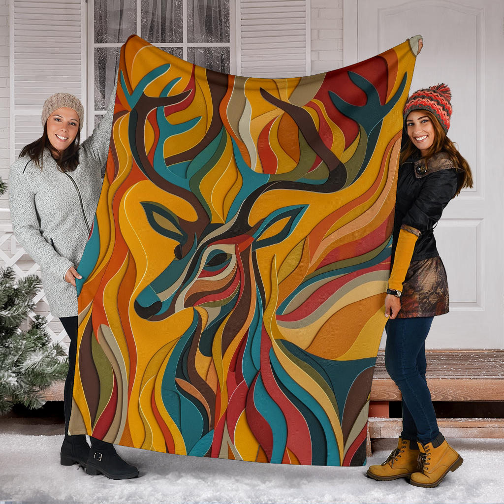 Antelope Blanket, Trippy Psychedelics Antelope Fleece Blanket, Antelope Throw Blanket, Antelope Gifts