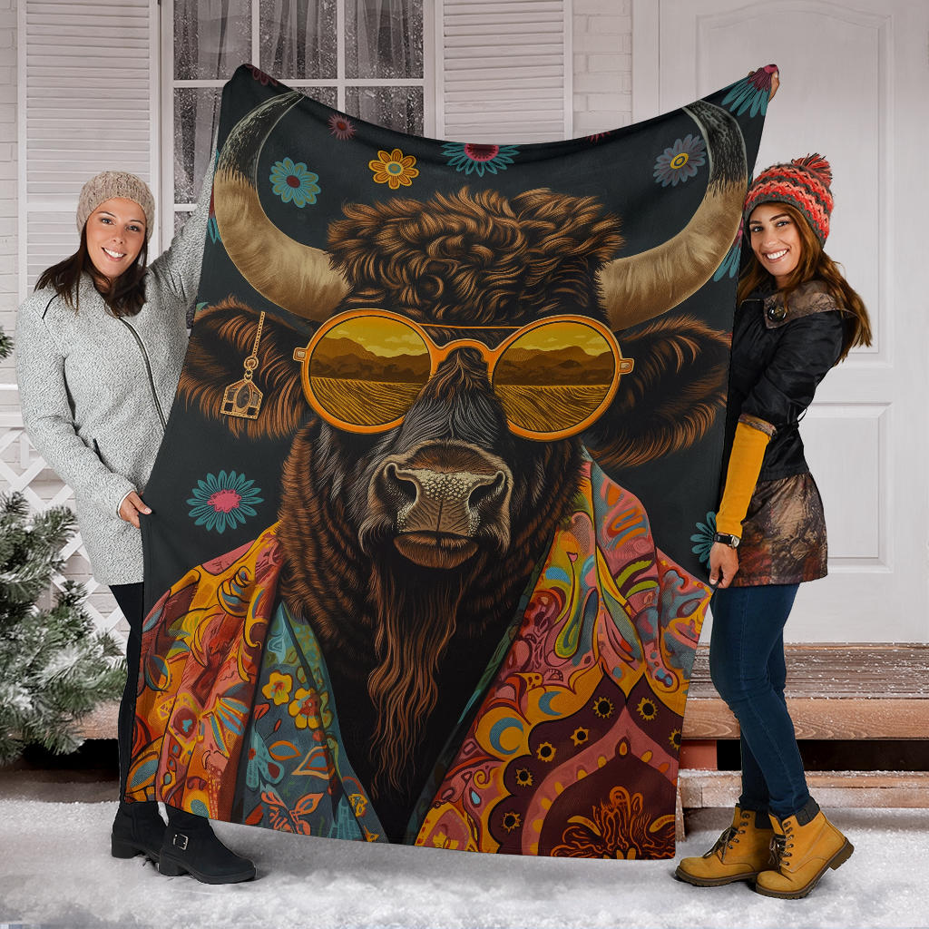 Buffalo Blanket, Trippy Psychedelics Buffalo Fleece Blanket, Buffalo Throw Blanket, Buffalo Gifts