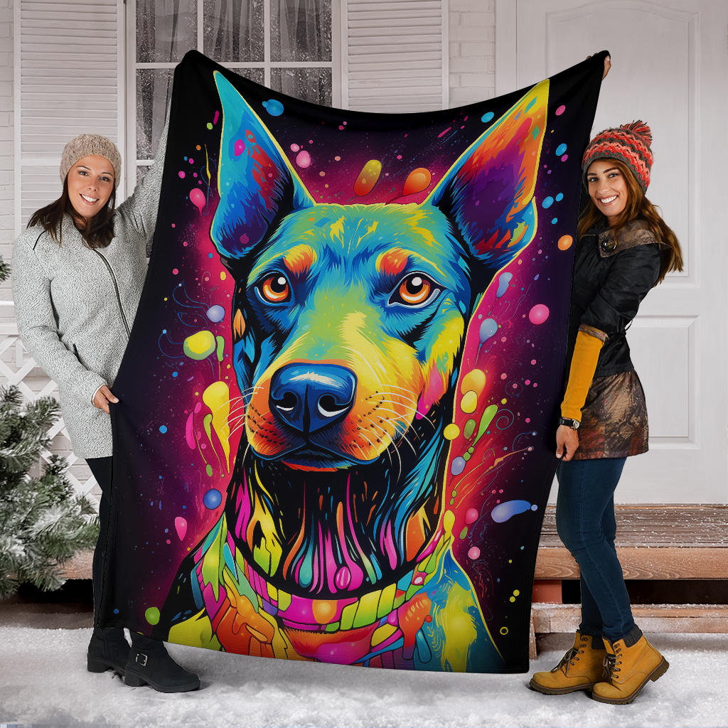 Trippy Psychedelics Doberman Pinscher Blanket, Doberman Pinscher Throw Blanket, Doberman Pinscher Fleece Blanket, Doberman Pinscher Gifts