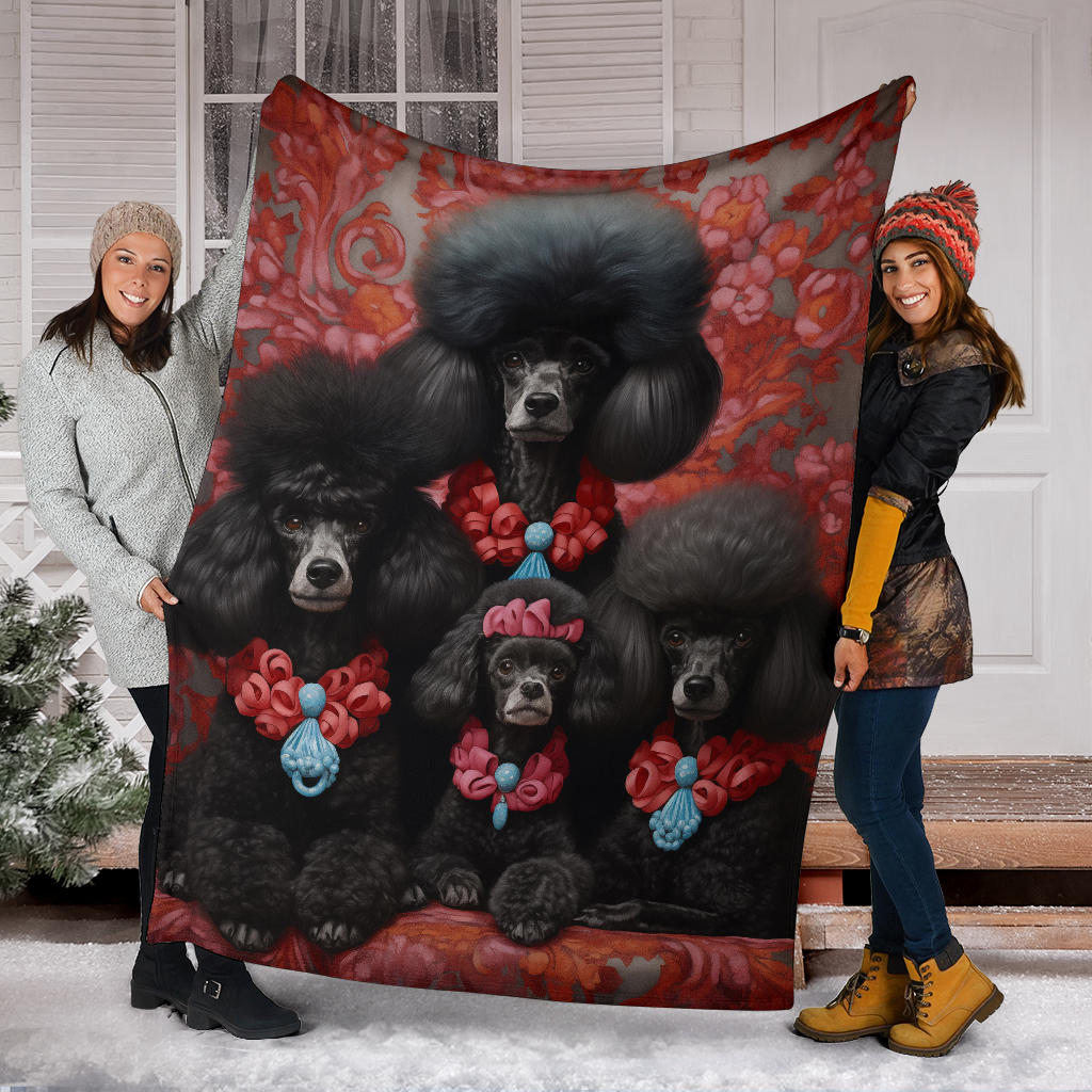 Poodle Family Blanket, Poodle Gifts, Poodle Fleece Blanket, Poodle Throw Blanket