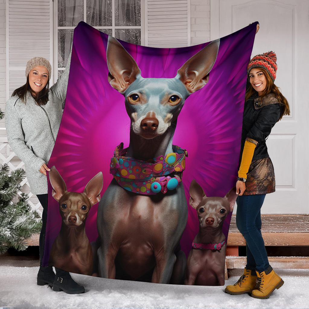 American Hairless Terrier Blanket, Trippy Psychedelics American Hairless Terrier Fleece Blanket, American Hairless Terrier Throw Blanket, American Hairless Terrier Gifts