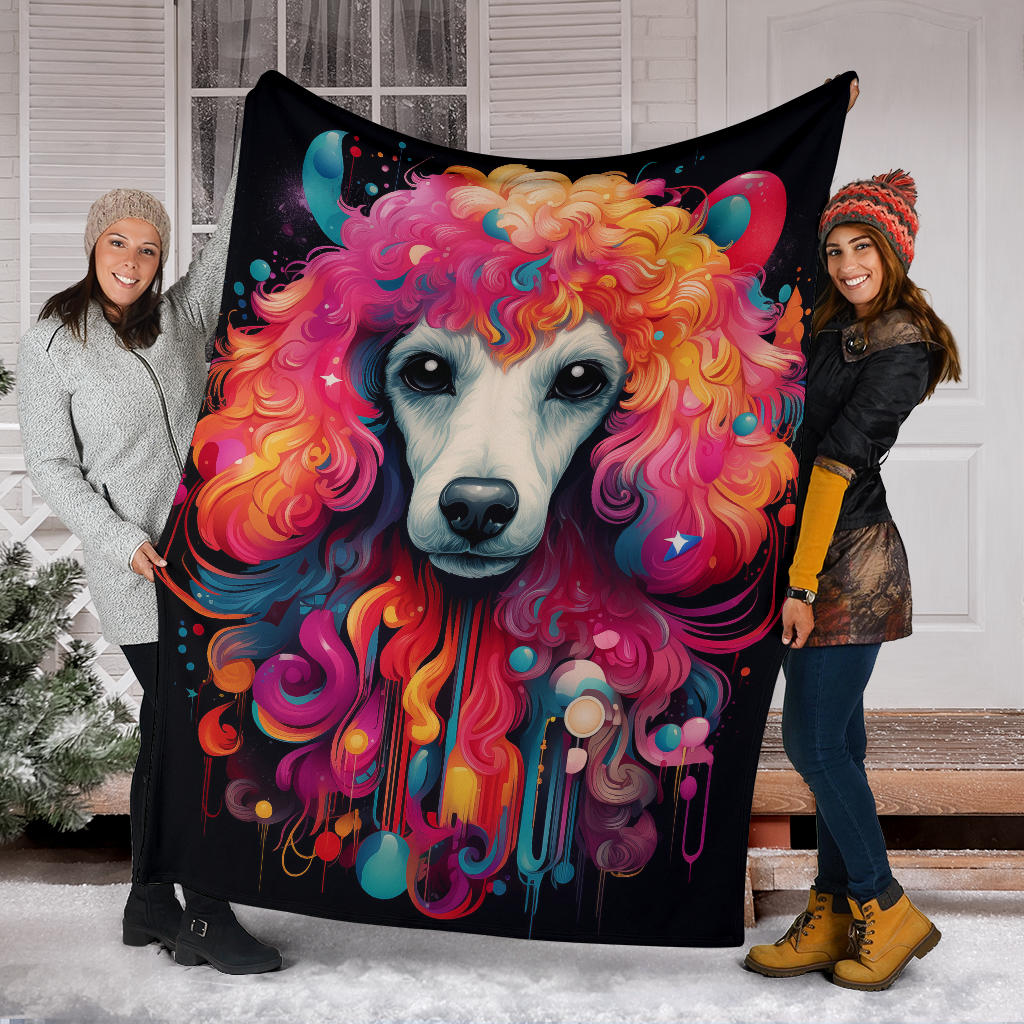 Trippy Psychedelics Poodle Blanket, Poodle Throw Blanket, Poodle Fleece Blanket, Poodle Gifts