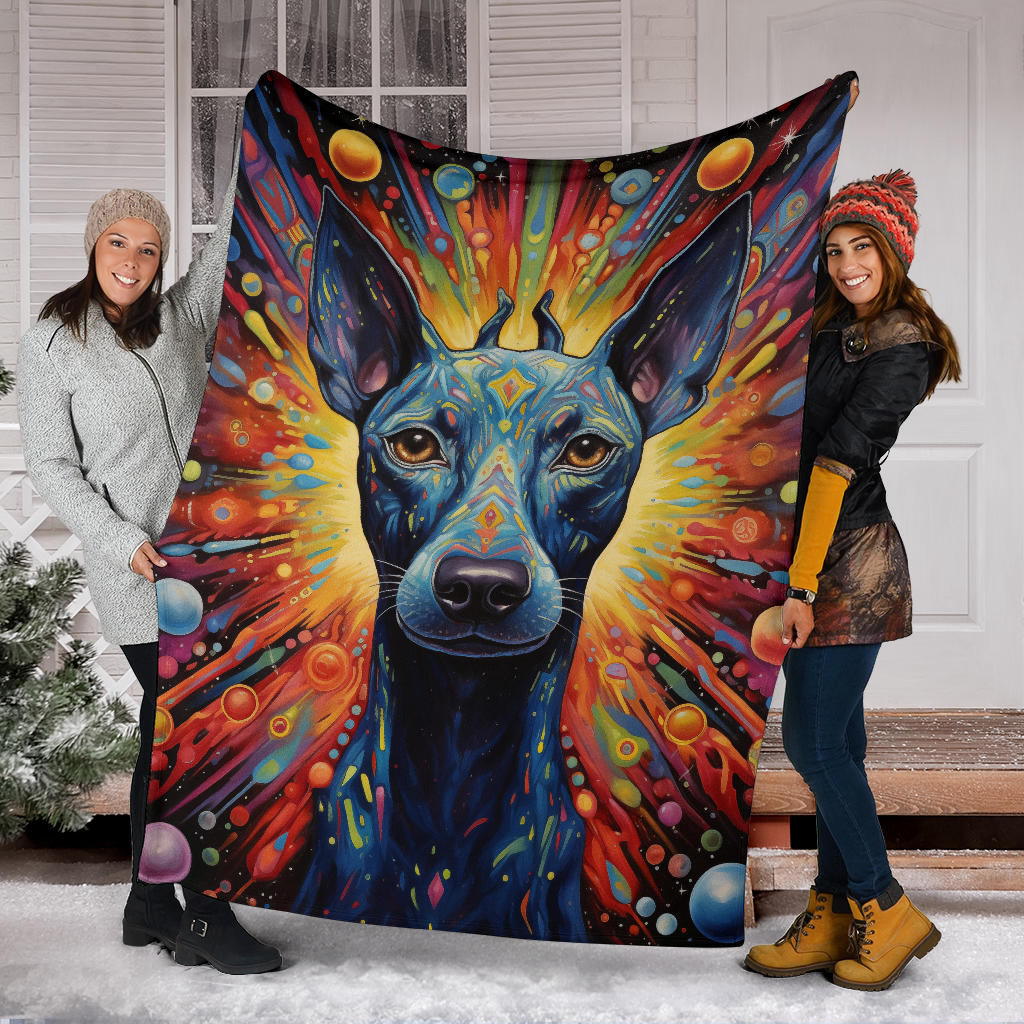 Xoloitzcuintli Blanket, Trippy Psychedelics Xoloitzcuintli Fleece Blanket, Xoloitzcuintli Throw Blanket, Xoloitzcuintli Gifts