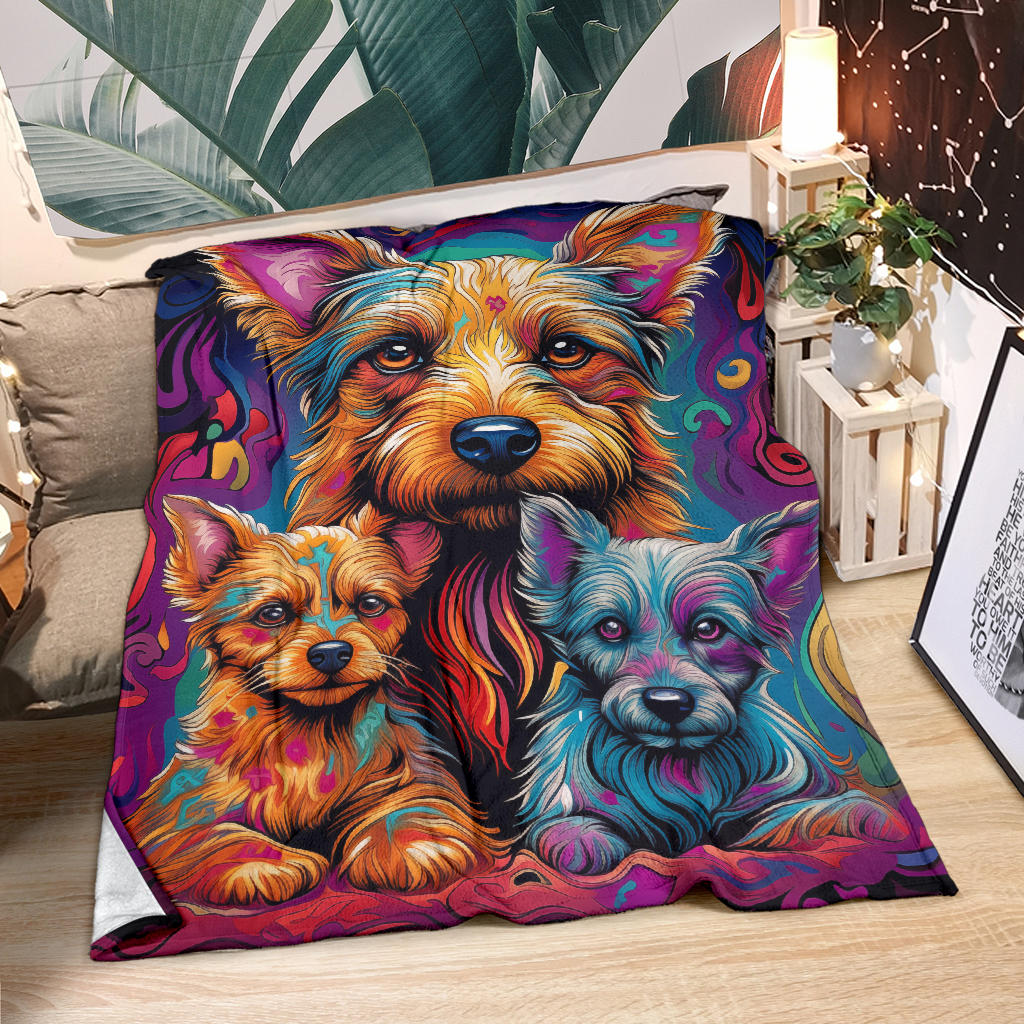 Australian Terrier Blanket, Trippy Psychedelics Australian Terrier Fleece Blanket, Australian Terrier Throw Blanket, Australian Terrier Gifts