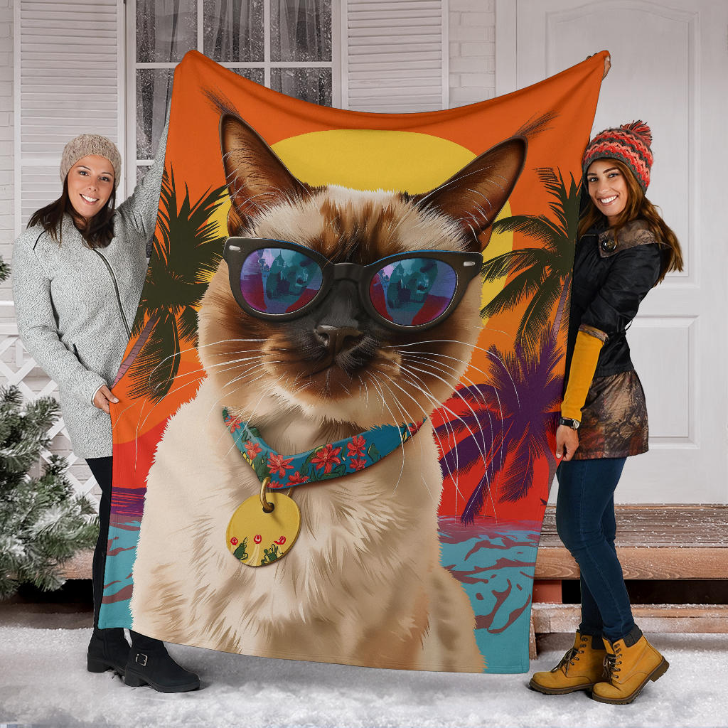 Balinese cat Blanket, Trippy Psychedelics Balinese cat Fleece Blanket, Balinese cat Throw Blanket, Balinese cat Gifts