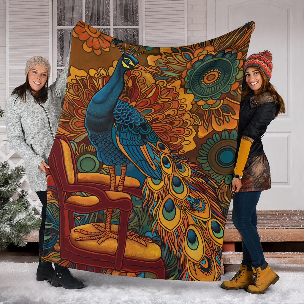 Peacock Blanket, Trippy Psychedelics Peacock Fleece Blanket, Peacock Throw Blanket, Peacock Gifts