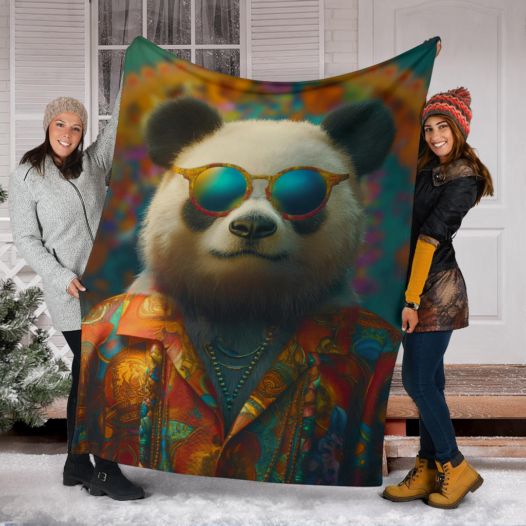 Panda Blanket, Trippy Psychedelics Panda Fleece Blanket, Panda Throw Blanket, Panda Gifts