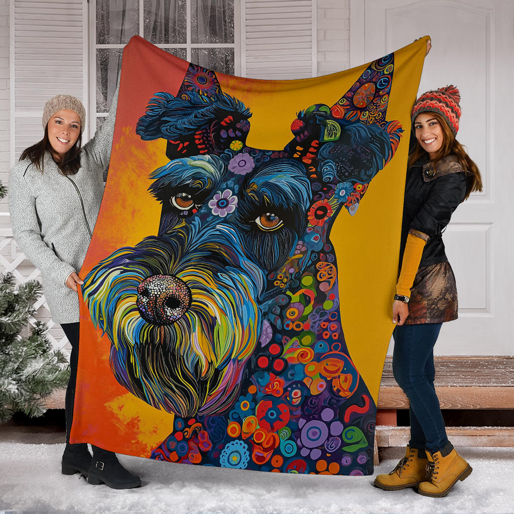 Kerry Blue Terrier Blanket, Trippy Psychedelics Kerry Blue Terrier Fleece Blanket, Kerry Blue Terrier Throw Blanket, Kerry Blue Terrier Gifts