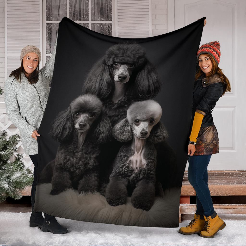 Poodle Family Blanket, Poodle Gifts, Poodle Fleece Blanket, Poodle Throw Blanket