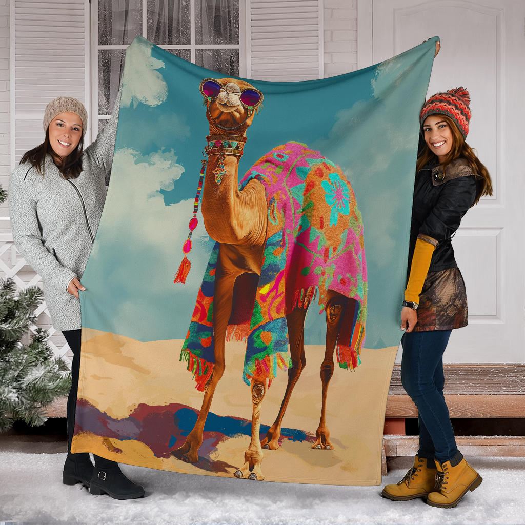 Camel Blanket, Trippy Psychedelics Camel Fleece Blanket, Camel Throw Blanket, Camel Gifts