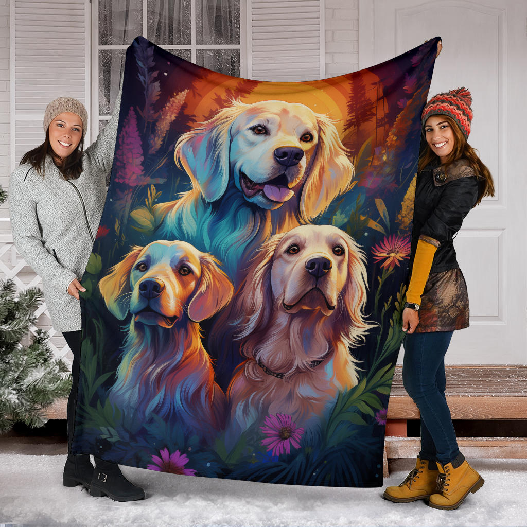 Clumber Spaniel Blanket, Trippy Psychedelics Clumber Spaniel Fleece Blanket, Clumber Spaniel Throw Blanket, Clumber Spaniel Gifts