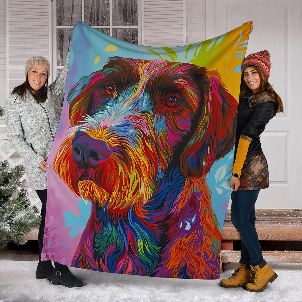 German Wirehaired Pointer Blanket, Trippy Psychedelics German Wirehaired Pointer Fleece Blanket, German Wirehaired Pointer Throw Blanket, German Wirehaired Pointer Gifts