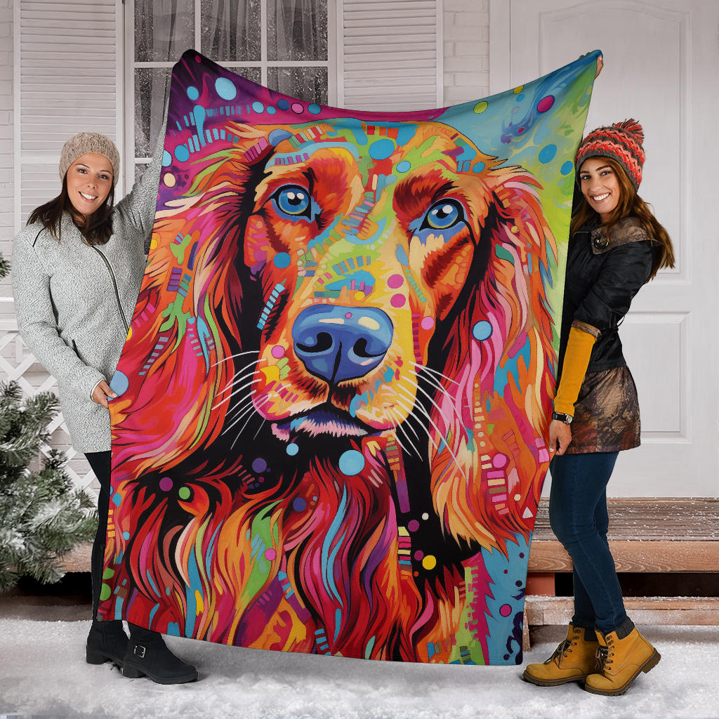 Irish Setter Blanket, Trippy Psychedelics Irish Setter Fleece Blanket, Irish Setter Throw Blanket, Irish Setter Gifts