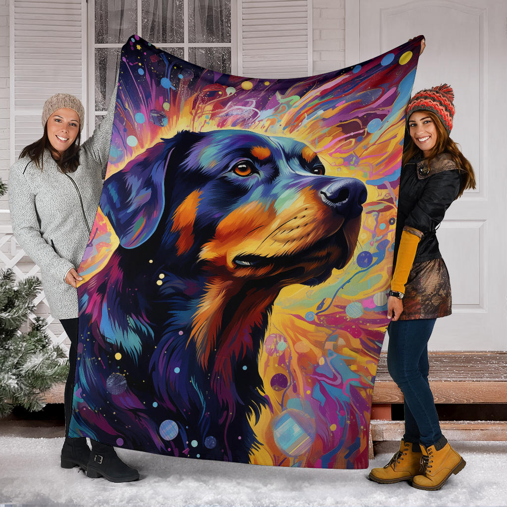 Trippy Psychedelics Rottweiler Blanket, Rottweiler Throw Blanket, Rottweiler Fleece Blanket, Rottweiler Gifts