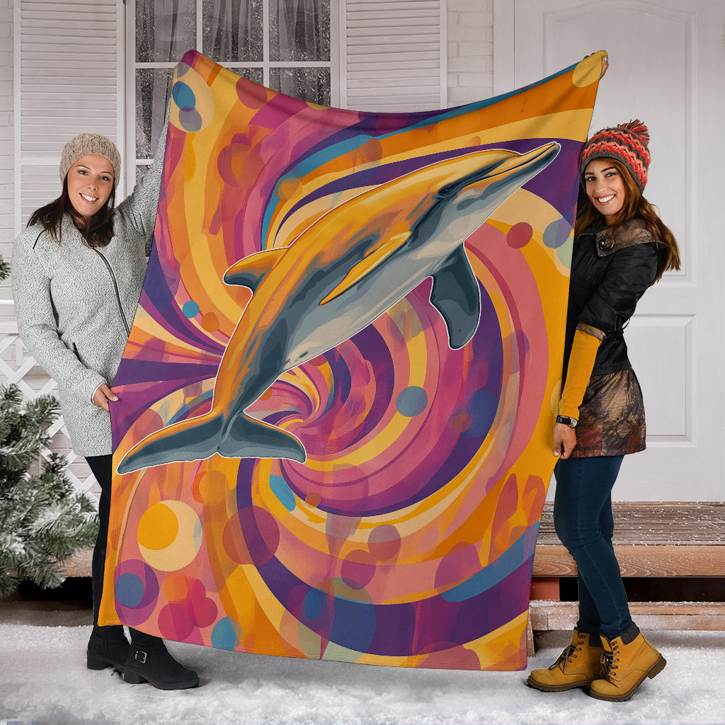 Dolphin Blanket, Trippy Psychedelics Dolphin Fleece Blanket, Dolphin Throw Blanket, Dolphin Gifts