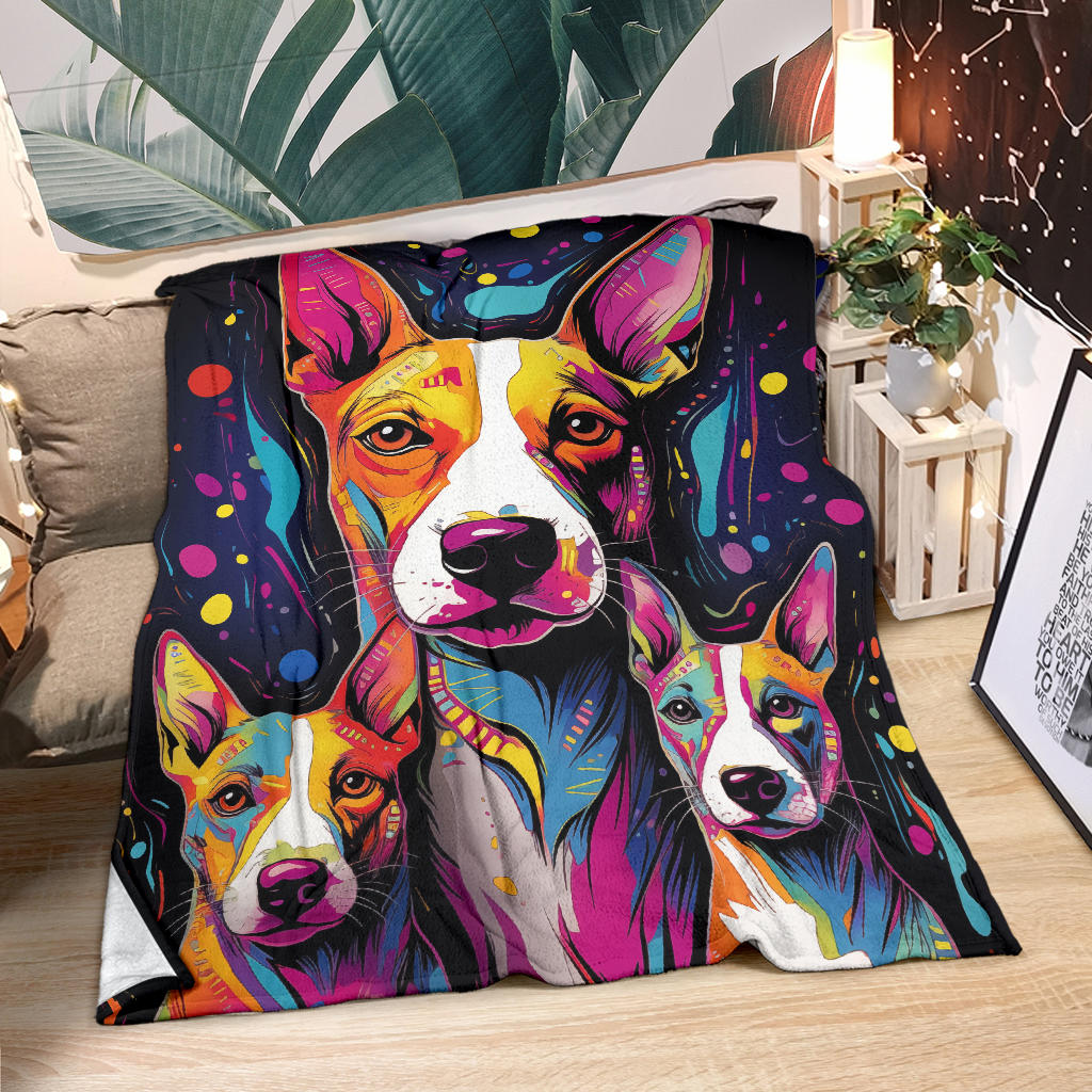 Basenji Blanket, Trippy Psychedelics Basenji Fleece Blanket, Basenji Throw Blanket, Basenji Gifts