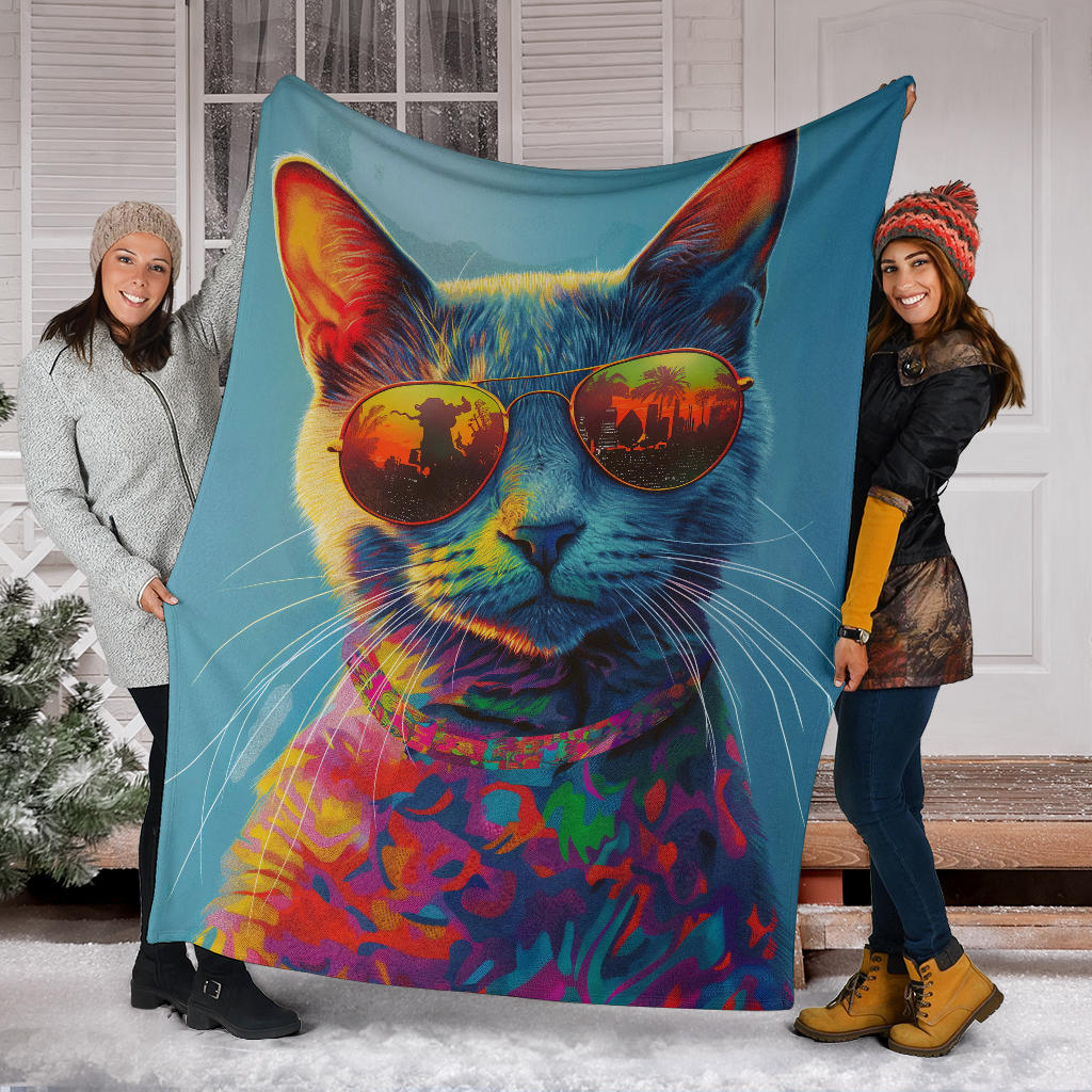 Korat cat Blanket, Trippy Psychedelics Korat cat Fleece Blanket, Korat cat Throw Blanket, Korat cat Gifts