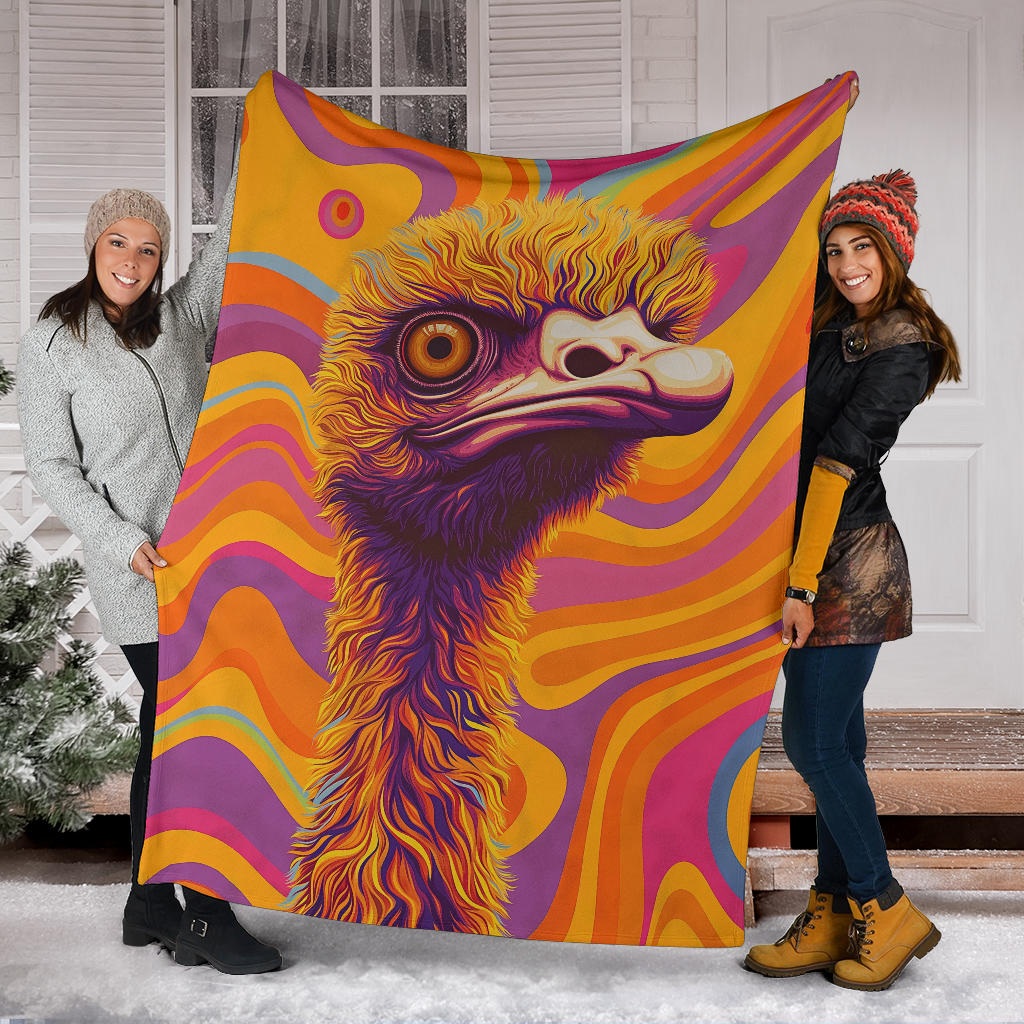 Emu Blanket, Trippy Psychedelics Emu Fleece Blanket, Emu Throw Blanket, Emu Gifts